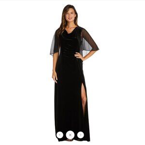 NWT R&M Richards Black Long Formal Velvet Gown size 6P